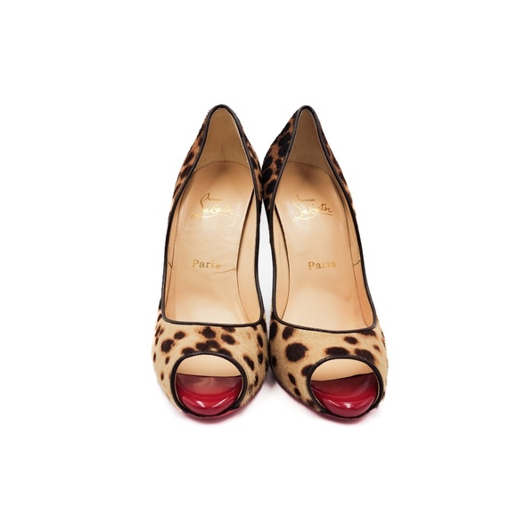 Christian Louboutin Pony Hair Leopard Print Heels Open-Toe Pump EU 37 - Picture 3 of 7